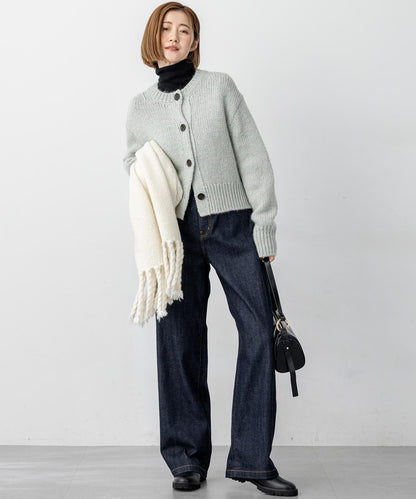 ウーステッドウール リブタートル ニット