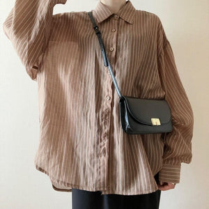 シアーストライプオーバーシャツ