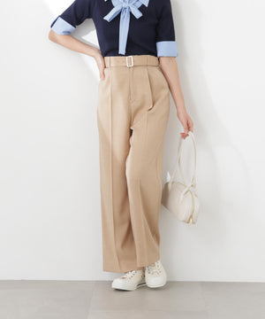＜ウォッシャブル＞ベルト付きタックワイドパンツ　26SS