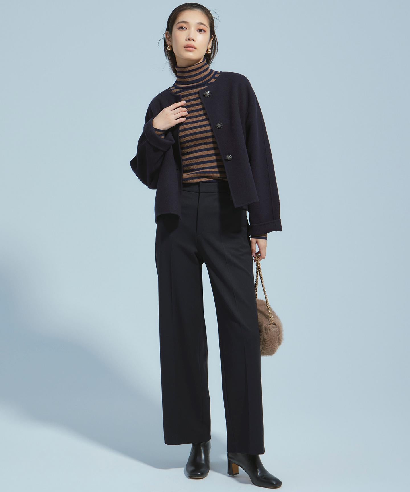 ウーステッドウール リブタートルネック ニット