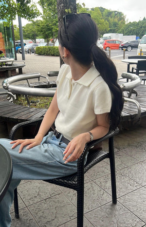 襟付きニットポロ