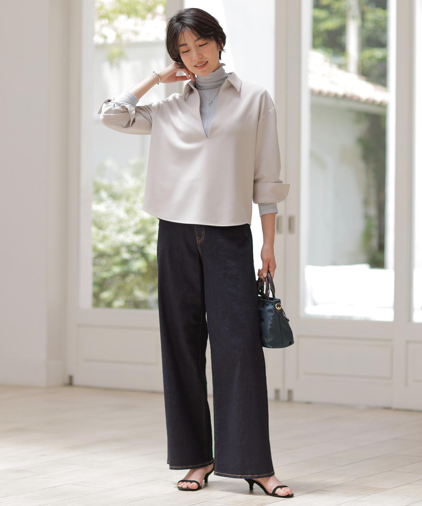 BASIC STRETCH DENIM ワイド ストレート デニム