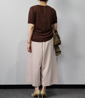 ラメニットハーフスリーブトップス