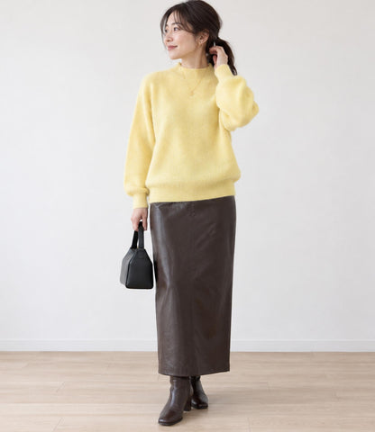 ウールカシミアホールガーメントモックネックニット
