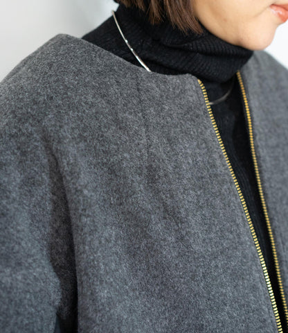 メランジ切替ノーカラーコート