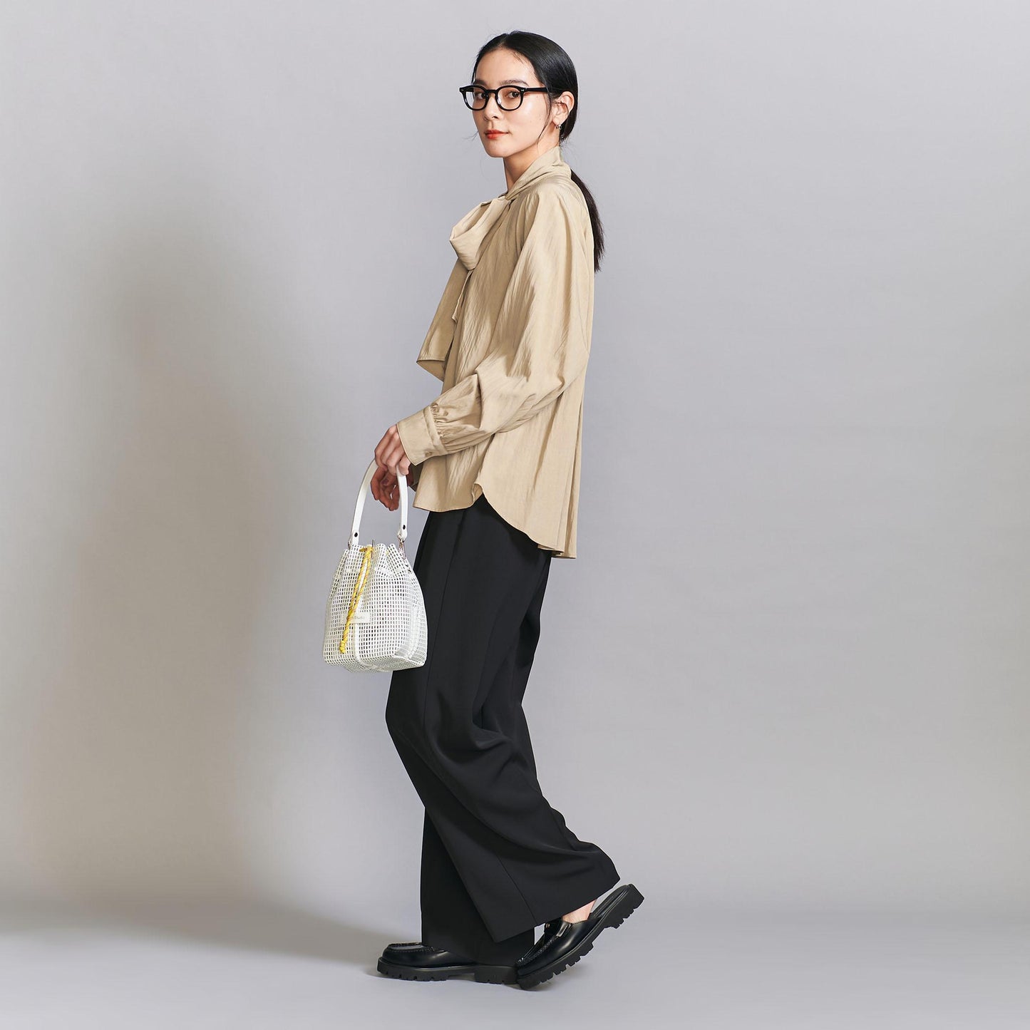 【WEB限定 Wardrobe DAILY MINIMAL】リボンタイブラウス -2WAY/ウォッシャブル-