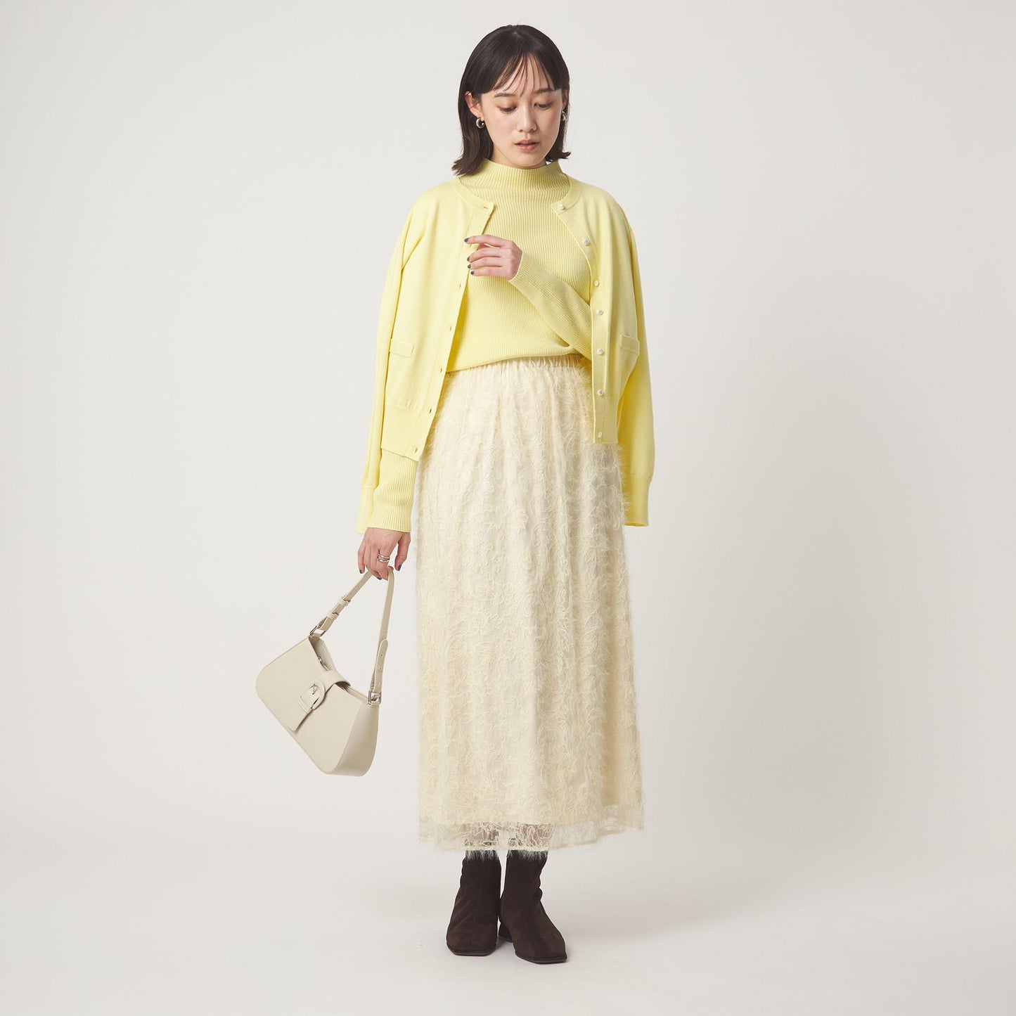 シアー レース ギャザー スカート