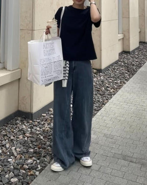 サイドパネル ワイドデニムパンツ