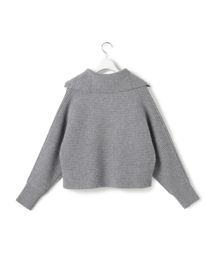 ウールカシミヤチャンキー クロップド スキッパーニット