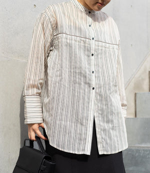シアーストライプパイピングシャツ