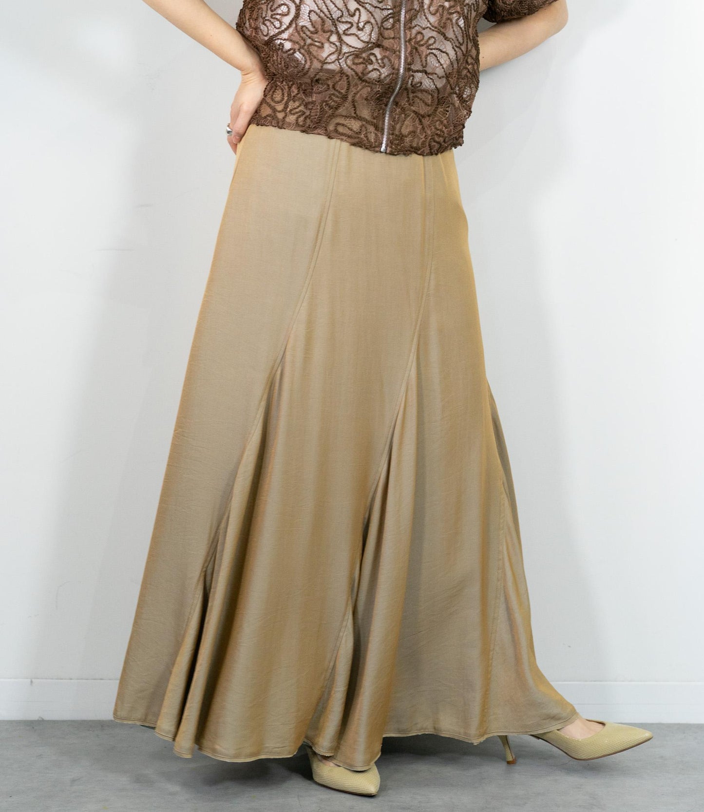 シャンブレーパネルスカート