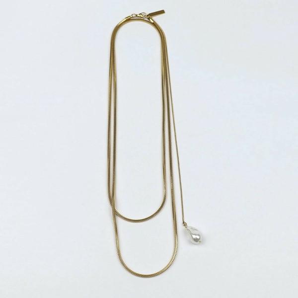 スネークチェーン淡水パールトップネックレス