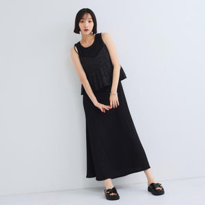 シャーリングジャージーワンピース≪洗濯機で洗える≫