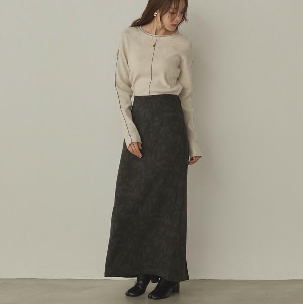 バイカラースリムニットプルオーバー