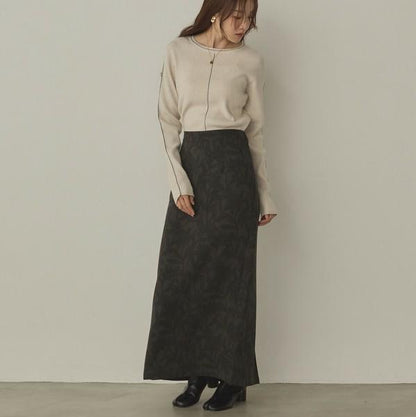 バイカラースリムニットプルオーバー