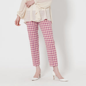 シャイニー ギンガムチェック パンツ