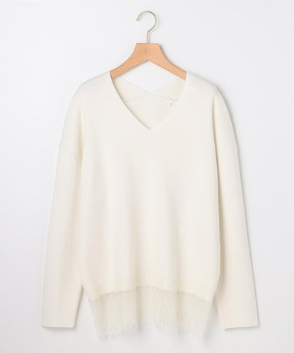 レースモチーフニットプルオーバー