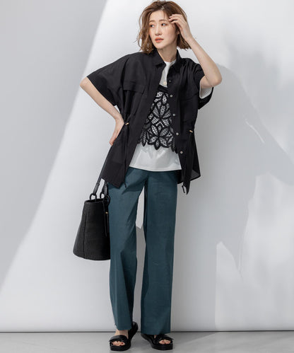 ライトシアーマットクロス ミリタリーディティール シャツ