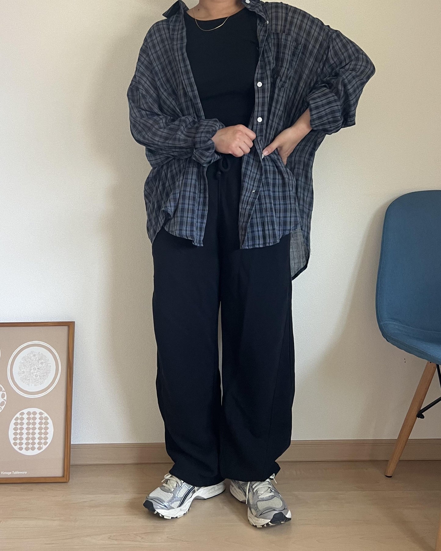 リネンシアーチェックシャツ
