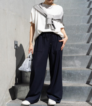 フィルムストライプストレートパンツ