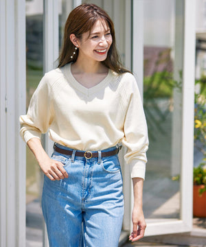 ラグランニットトップス