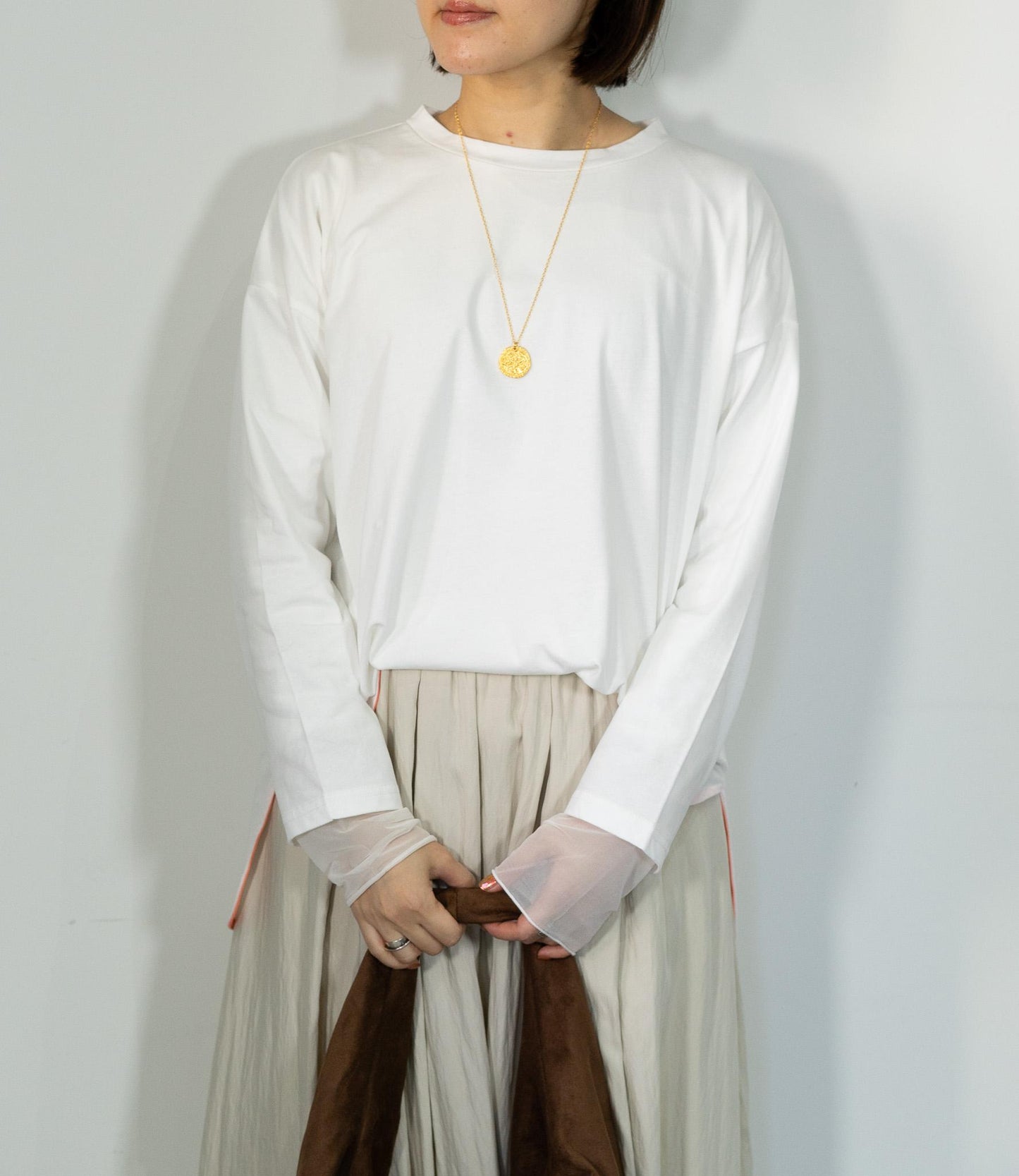 ポイントカラーロングTシャツ