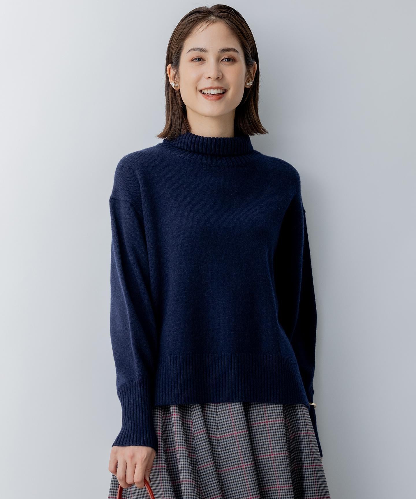 ウールカシミヤミックス ロールネック ニット