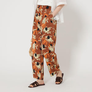 アート フラワー プリント パンツ