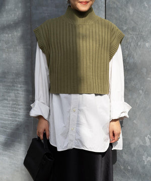 ワイドリブハイネックショートベスト
