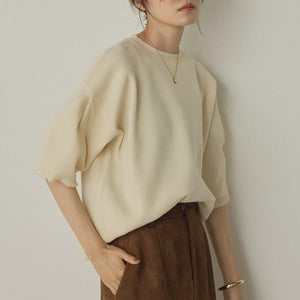 ぽわん5分袖ニットプルオーバー