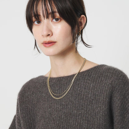 ガラス×チェーン 3連 ネックレス