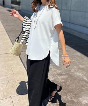 バックジップジョーゼットTブラウス