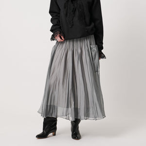 シャンブレー オーガンザ ポケット スカート