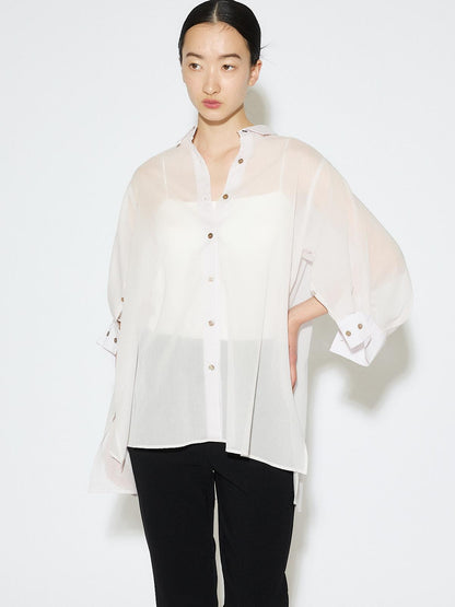 MIDIUMISOLID for Ladies シアースリットスリーブチュニックシャツ