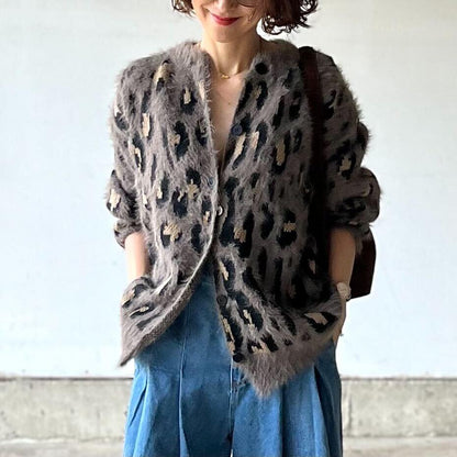 アンゴラレオパードカーディガン