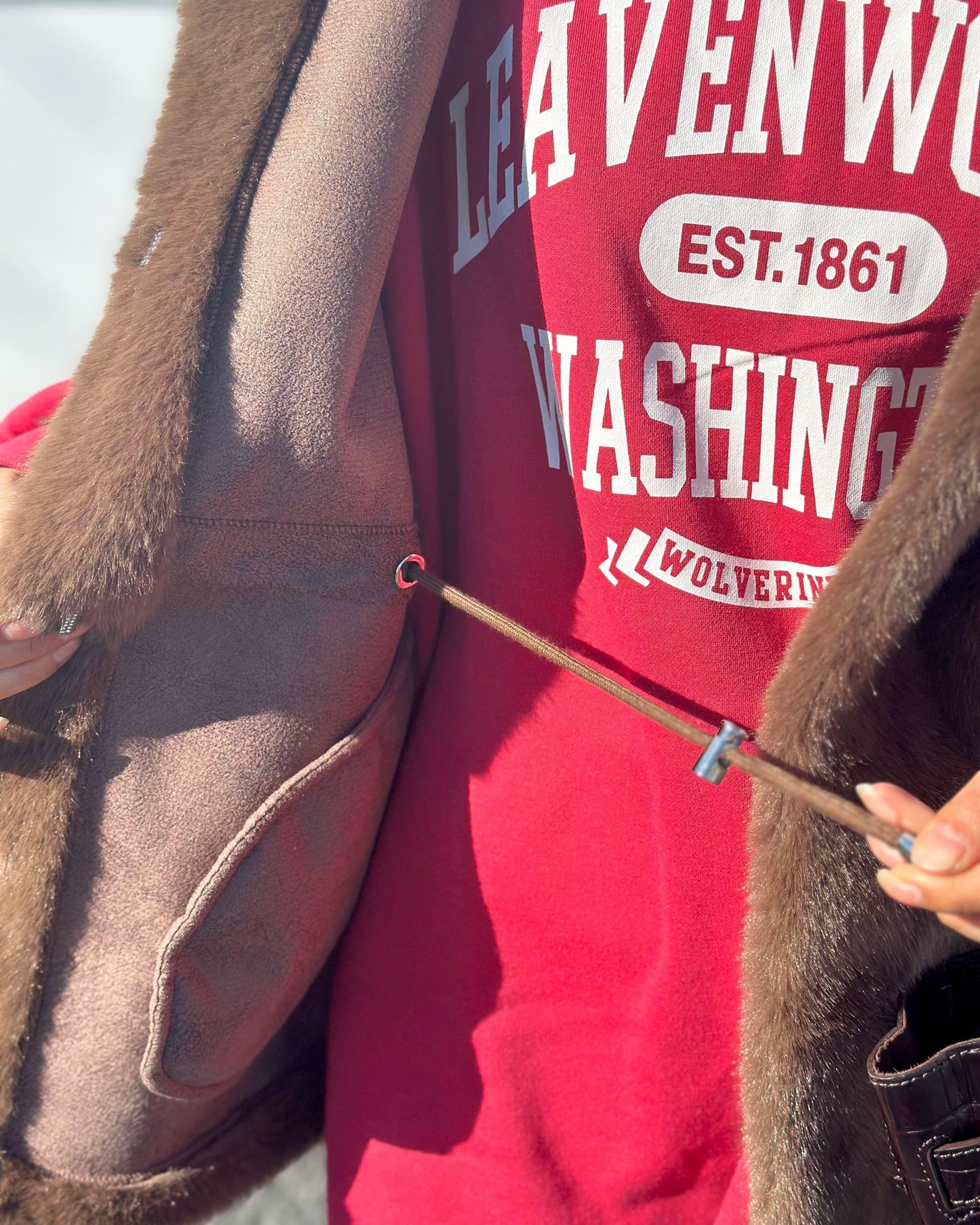 フェイクファーフードベスト