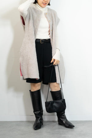 バイカラーテープシャギーニットベスト