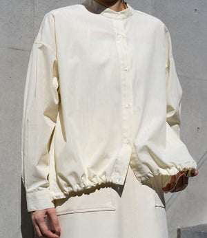 ラメストライプバッグギャザーシャツ