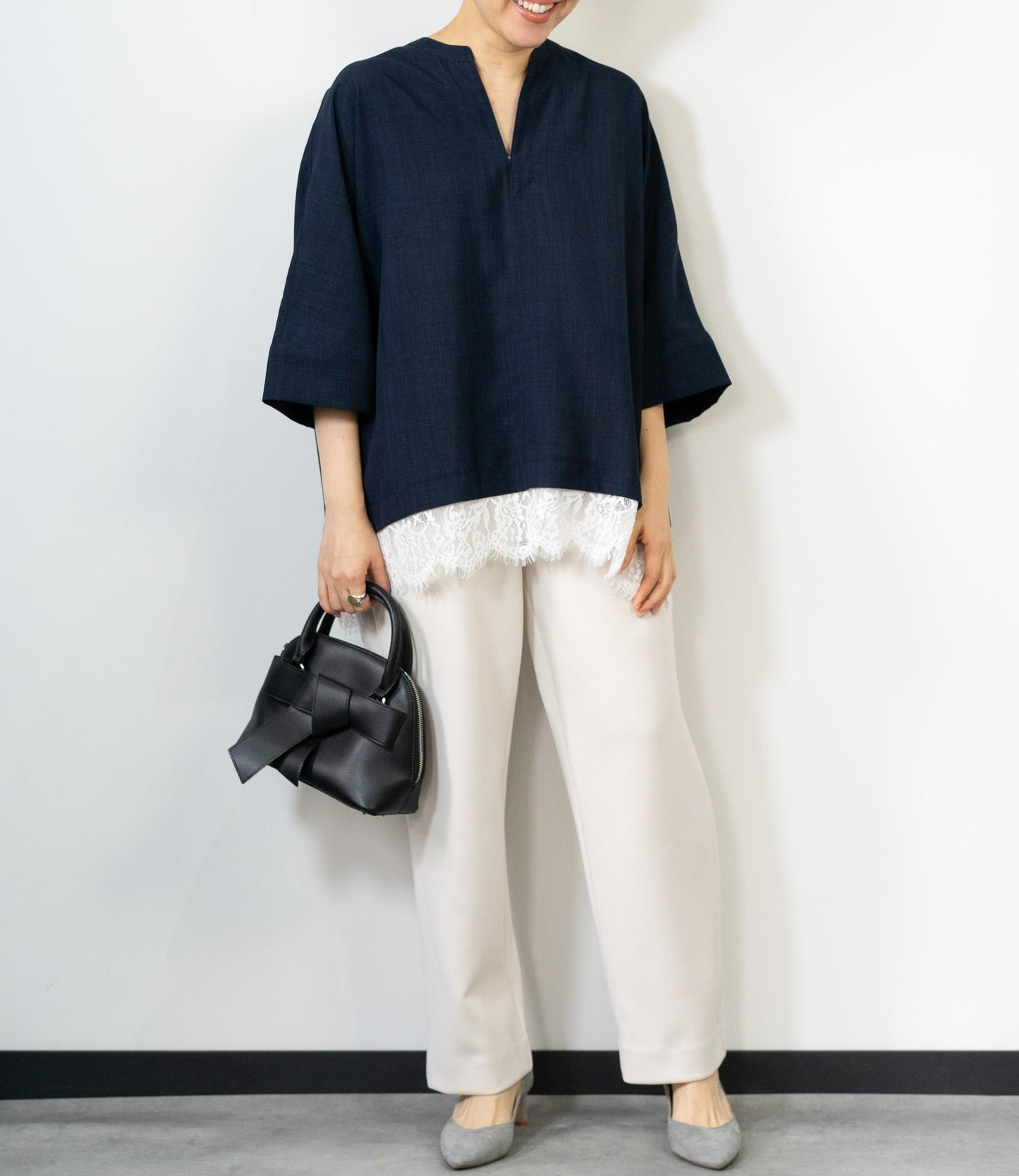 レースドッキングスキッパーブラウス