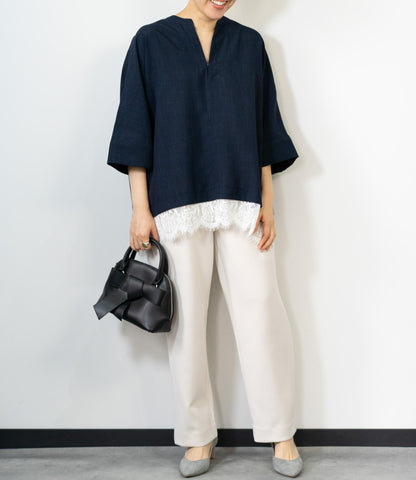 レースドッキングスキッパーブラウス
