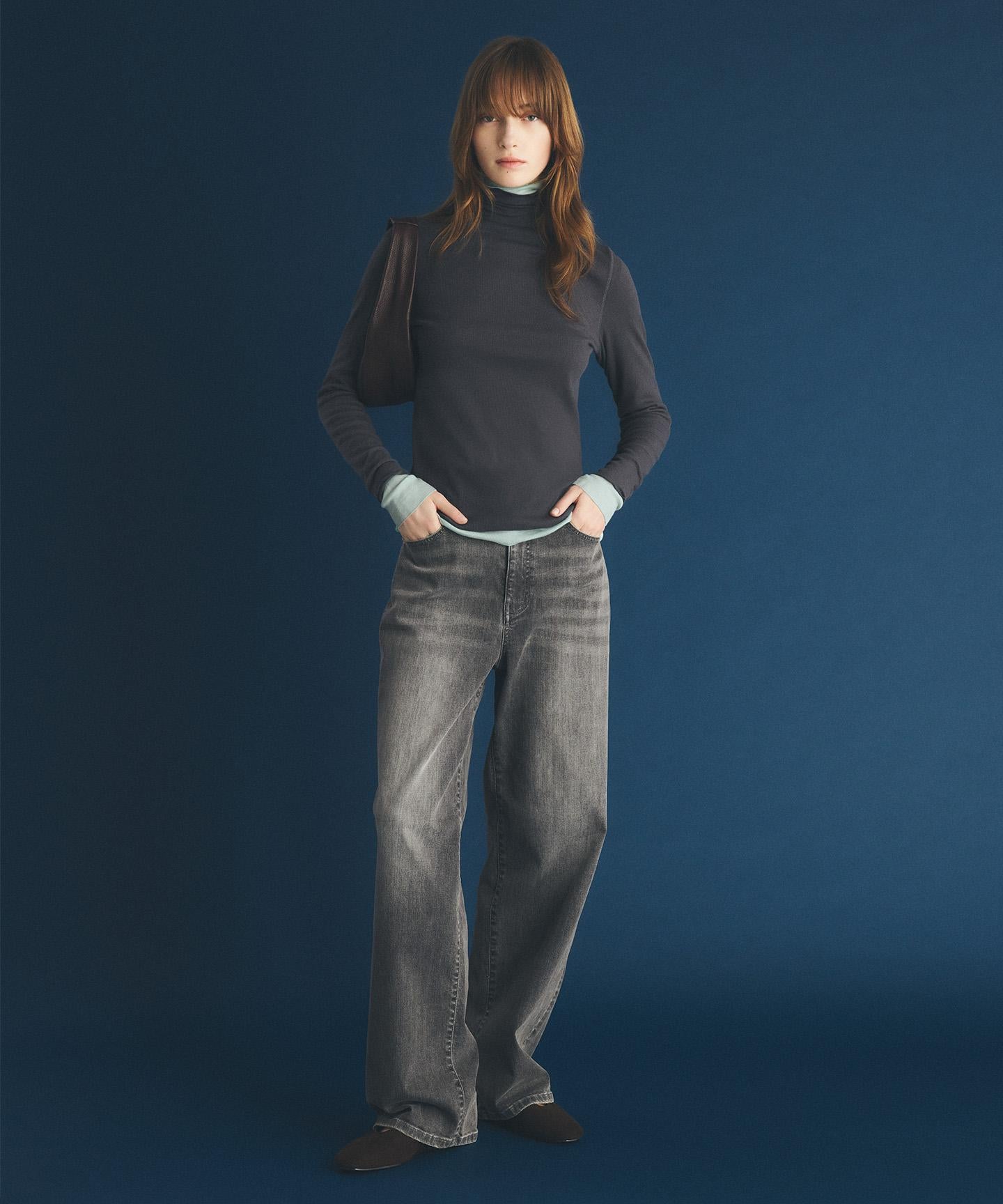 コットンカシミヤ タートルネックカットソー