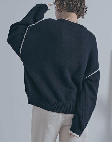 バイカラーラインニット