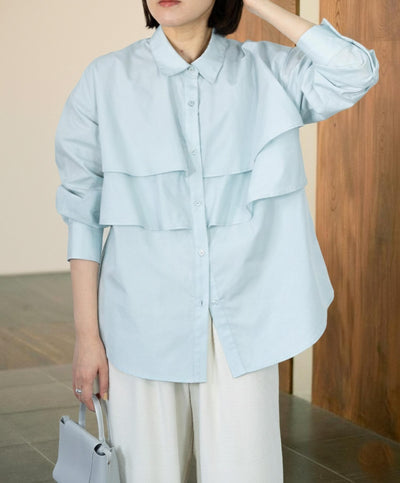 レイヤードライクダブルフリルシャツ