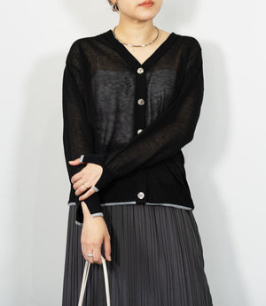 シアーラメバイカラーカーディガン