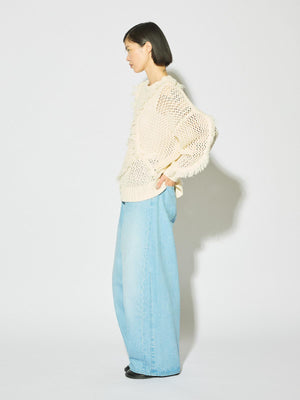 MIDIUMISOLID for Ladies フリンジメッシュプルオーバー