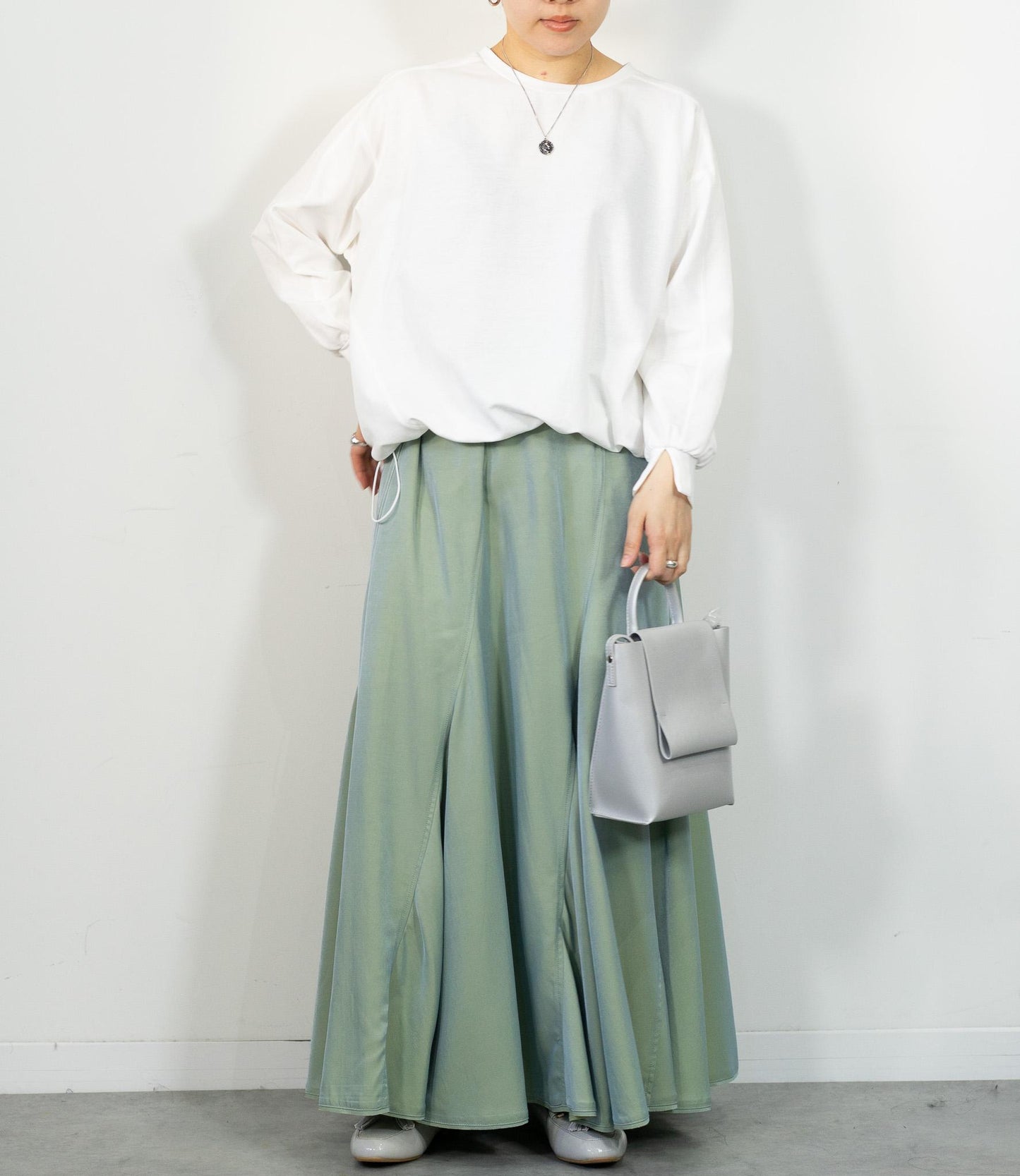 シャンブレーパネルスカート