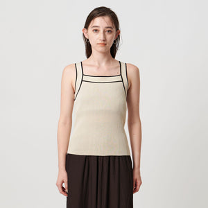 リブスクエアネック パイピングキャミソール - ウォッシャブル -