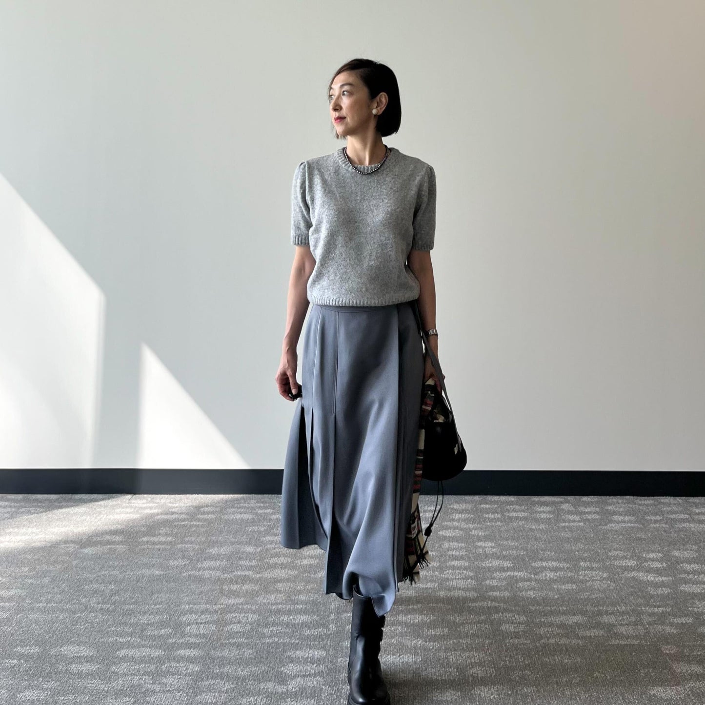 パフスリーブ半袖ニット