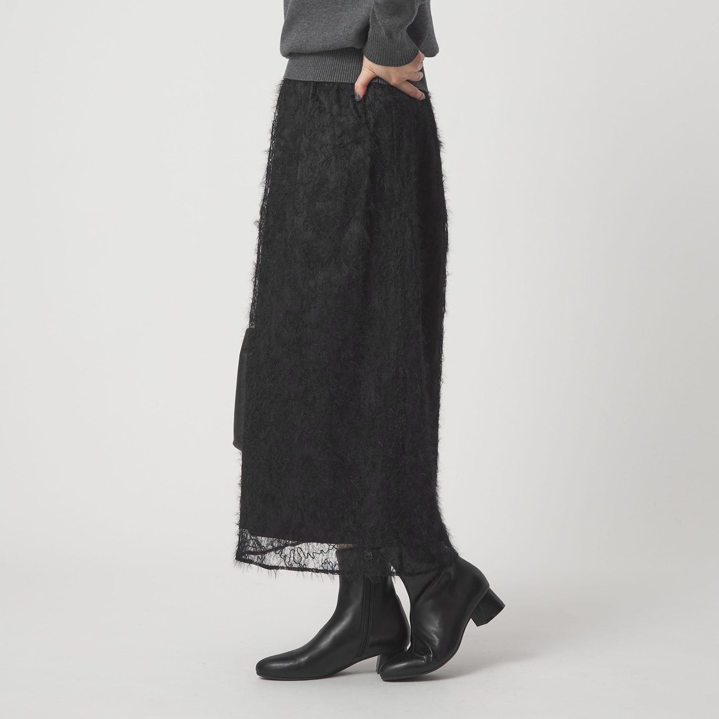 シアー レース ギャザー スカート