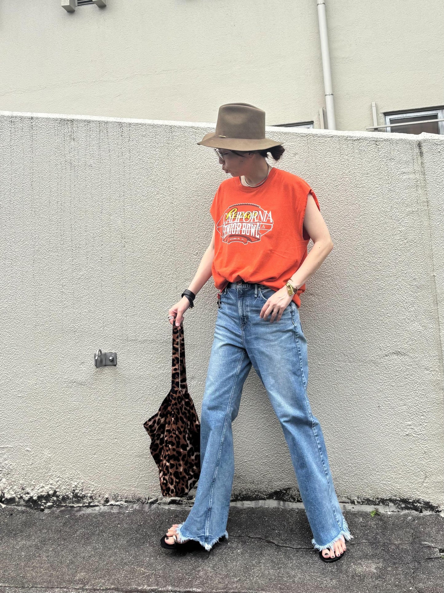 ワンハンドルレオパードトートバッグ